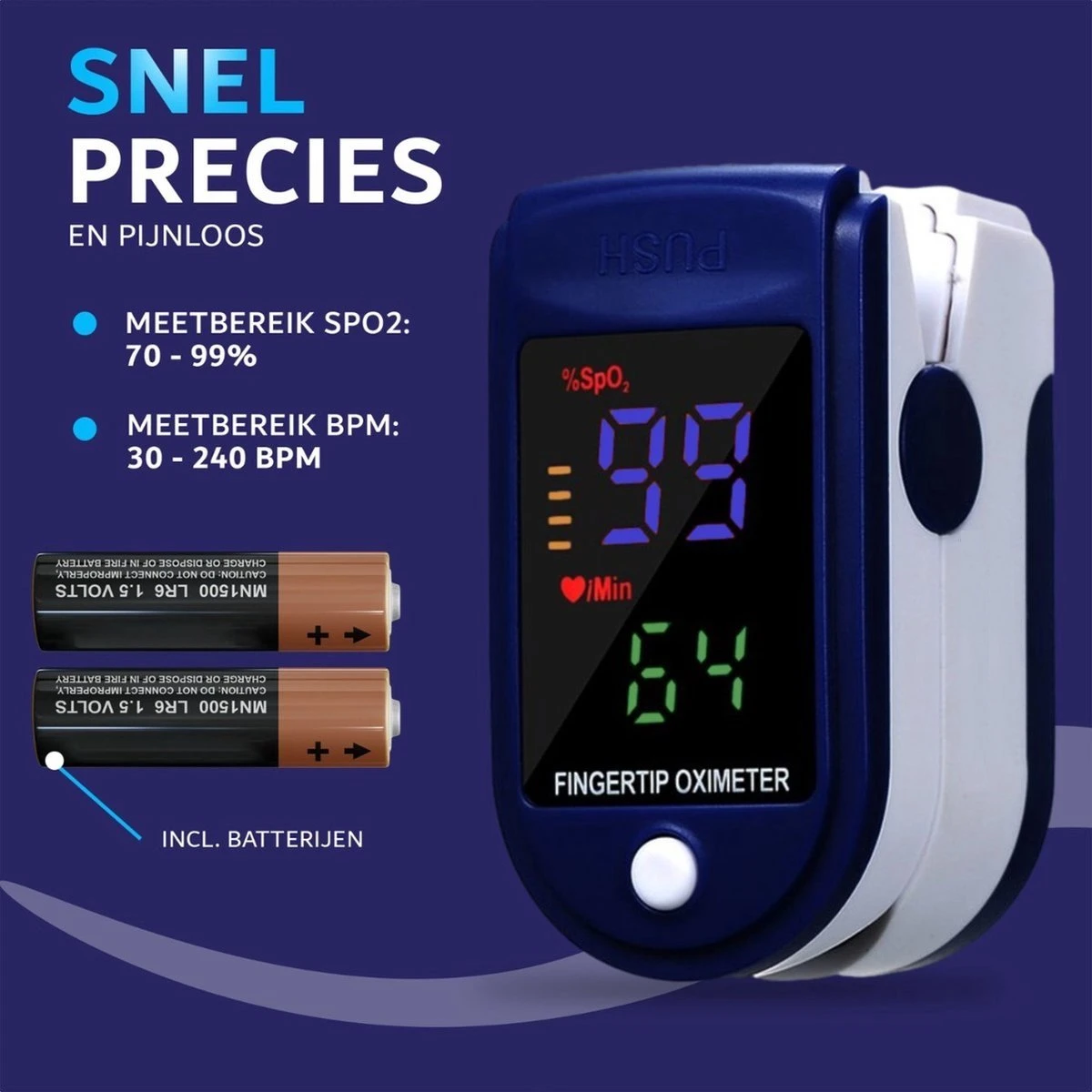 Zuurstof Saturatiemeter Inclusief Batterijen - Realtime Hartslagmeting - Best Getest - Zuurstofmeter Vinger - Digitale Vingertop Pulse Oximeter - Hartslagmeter - Medische Hulpmiddel - CE + FAGG Gekeurd - Inclusief Draagkoord 6 Zuurstof Saturatiemeter Inclusief Batterijen - Realtime Hartslagmeting - Best Getest - Zuurstofmeter Vinger - Digitale Vingertop Pulse Oximeter - Hartslagmeter - Medische Hulpmiddel - CE + FAGG Gekeurd - Inclusief Draagkoord - Afbeelding 4