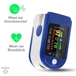 Medi Steady® Saturatiemeter - Blauw - Oximeter - Zuurstofmeter - Saturatiemeter Zuurstofmeter Vinger - Zuurstofmeter Met Hartslagmeter - Saturatiemeter Met Hartslagmeter - Saturatiemeter Best Getest - Saturatie - Saturatiemeters -Inclusief Batterijen -Winkel Voor Thuisgezondheidsmeetapparatuur 1200x1200 538