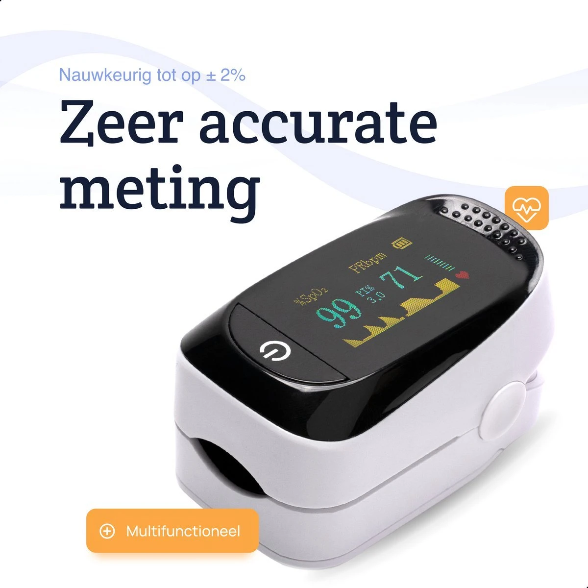 Saturatie En Hartslagmeter - Oximeter - (Bloed) Zuurstofmeter - Vingertop Pulse - Wit 5 Saturatie En Hartslagmeter - Oximeter - (Bloed) Zuurstofmeter - Vingertop Pulse - Wit - Afbeelding 3