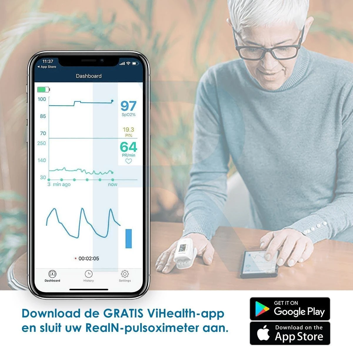 WELLUE Professionele Saturatiemeter Met VIHEALTH-App - Oximeter - Hartslagmeter - Zuurstofmeter Vinger - Pulse Oximeter - Led Scherm - Wit 5 WELLUE Professionele Saturatiemeter Met VIHEALTH-App - Oximeter - Hartslagmeter - Zuurstofmeter Vinger - Pulse Oximeter - Led Scherm - Wit - Afbeelding 4
