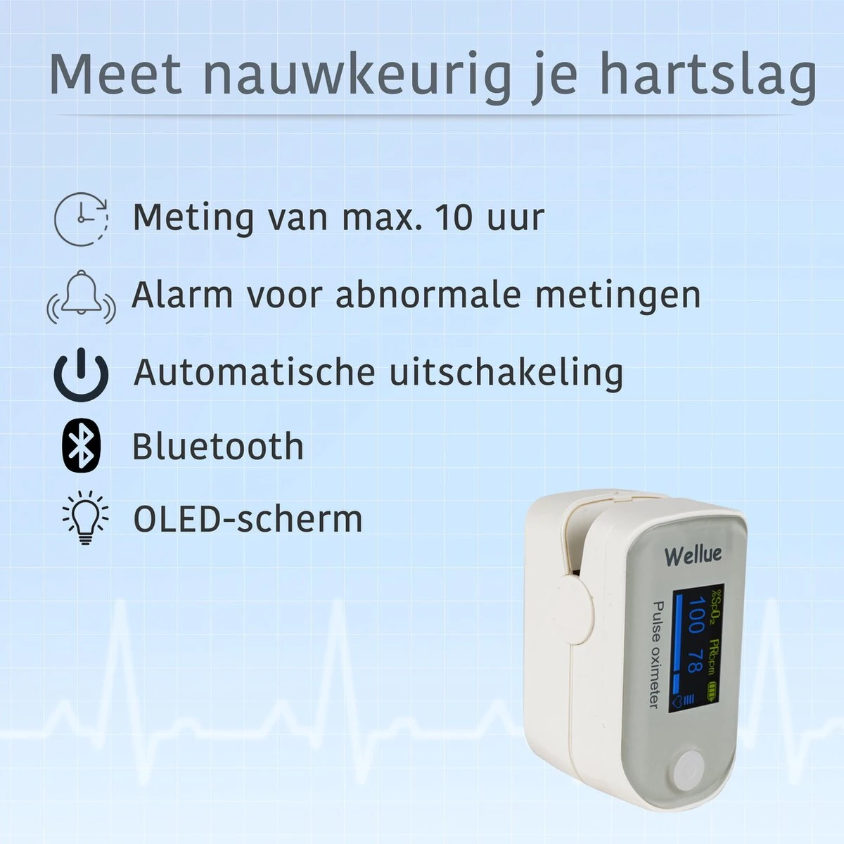 WELLUE Professionele Saturatiemeter Met VIHEALTH-App - Oximeter - Hartslagmeter - Zuurstofmeter Vinger - Pulse Oximeter - Led Scherm - Wit 9 WELLUE Professionele Saturatiemeter Met VIHEALTH-App - Oximeter - Hartslagmeter - Zuurstofmeter Vinger - Pulse Oximeter - Led Scherm - Wit - Afbeelding 8
