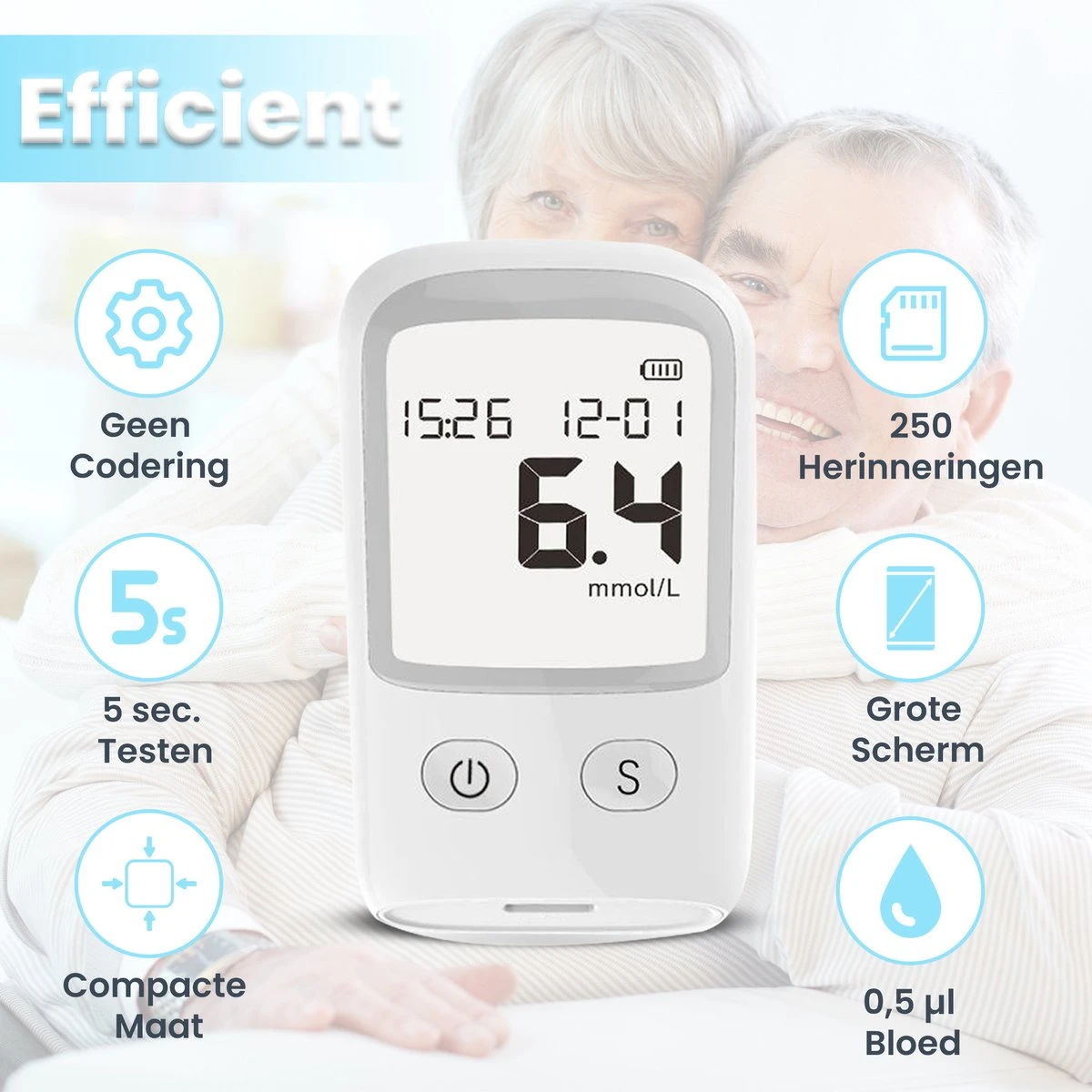 Merkloos Glucosemeter - Bloedsuikermeter - Bloedsuikerspiegelmeter - Diabetes Meter - Glucose Monitor - Teststrips - Startpakket 4 Merkloos Glucosemeter - Bloedsuikermeter - Bloedsuikerspiegelmeter - Diabetes Meter - Glucose Monitor - Teststrips - Startpakket - Afbeelding 2