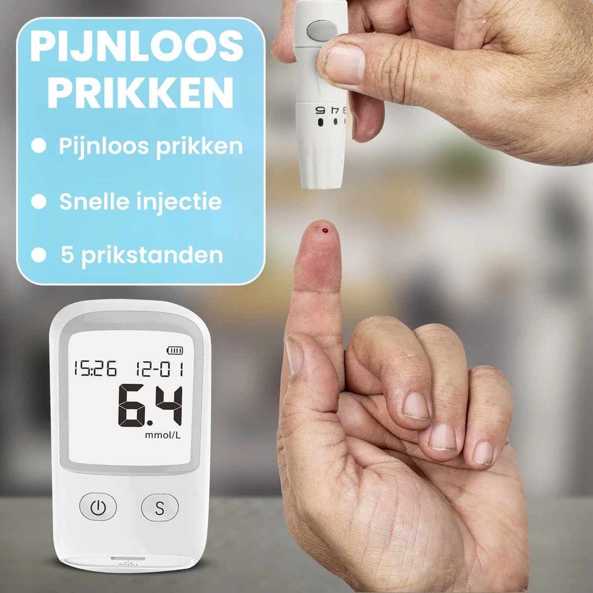 Merkloos Glucosemeter - Bloedsuikermeter - Bloedsuikerspiegelmeter - Diabetes Meter - Glucose Monitor - Teststrips - Startpakket 5 Merkloos Glucosemeter - Bloedsuikermeter - Bloedsuikerspiegelmeter - Diabetes Meter - Glucose Monitor - Teststrips - Startpakket - Afbeelding 3