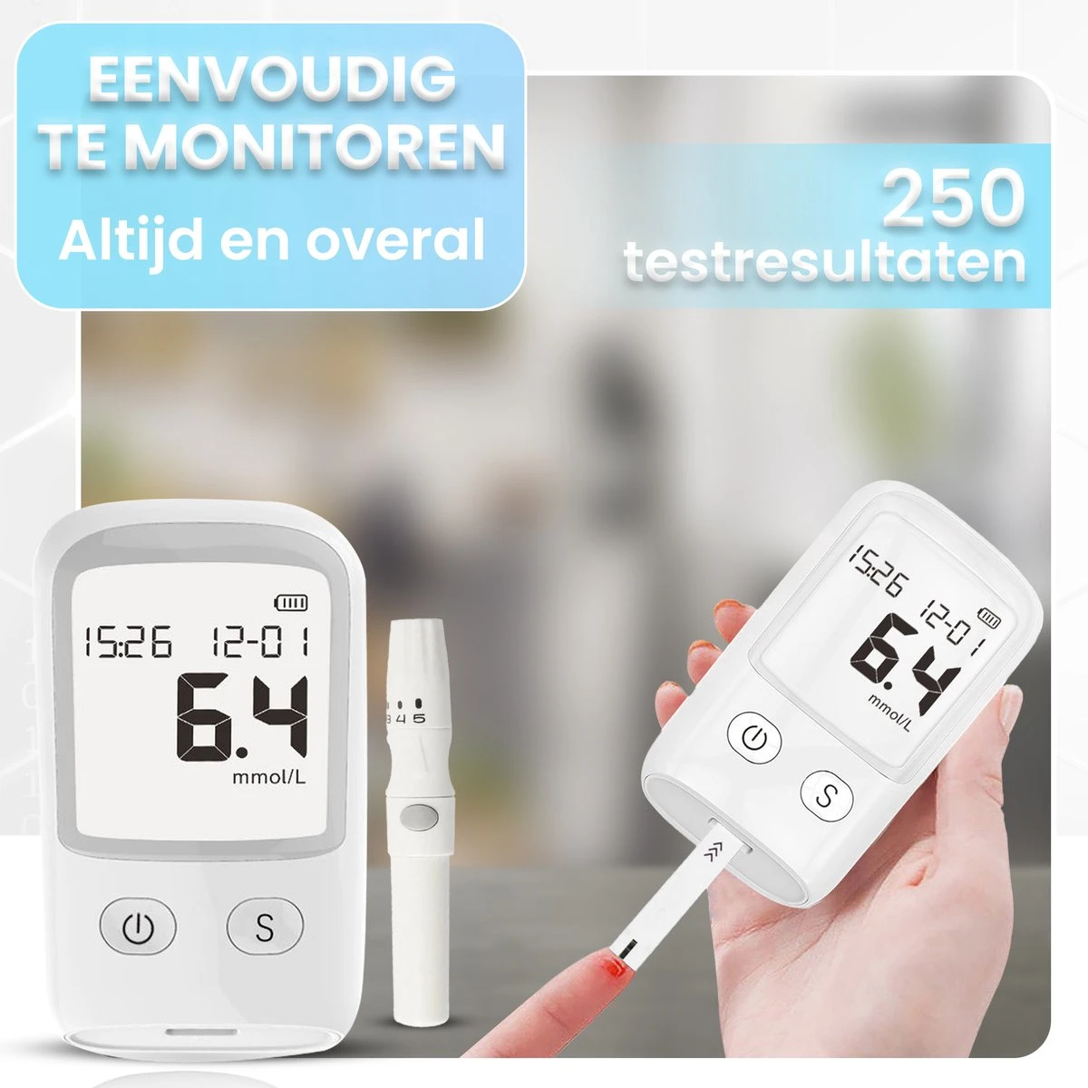 Merkloos Glucosemeter - Bloedsuikermeter - Bloedsuikerspiegelmeter - Diabetes Meter - Glucose Monitor - Teststrips - Startpakket 6 Merkloos Glucosemeter - Bloedsuikermeter - Bloedsuikerspiegelmeter - Diabetes Meter - Glucose Monitor - Teststrips - Startpakket - Afbeelding 4