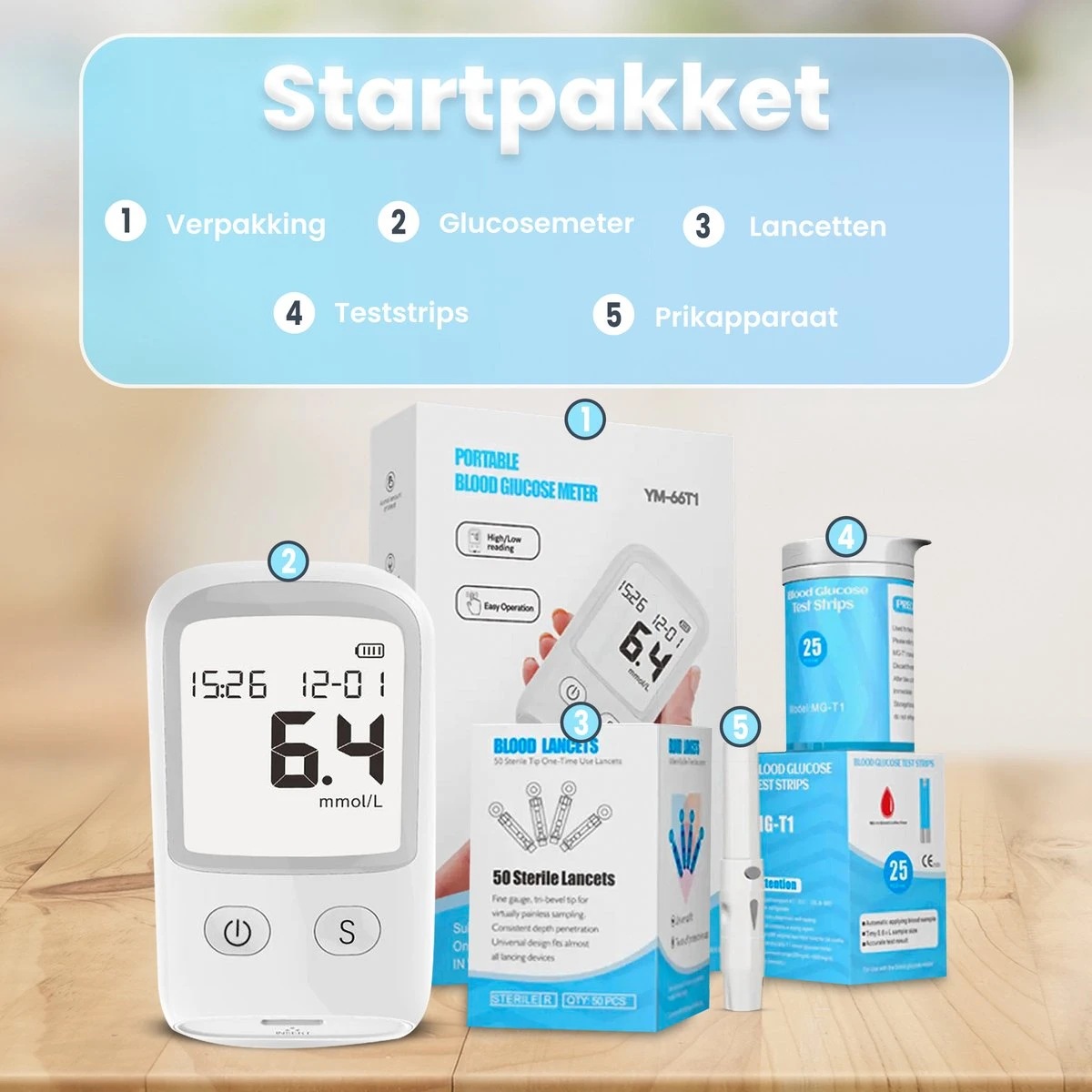 Merkloos Glucosemeter - Bloedsuikermeter - Bloedsuikerspiegelmeter - Diabetes Meter - Glucose Monitor - Teststrips - Startpakket 8 Merkloos Glucosemeter - Bloedsuikermeter - Bloedsuikerspiegelmeter - Diabetes Meter - Glucose Monitor - Teststrips - Startpakket - Afbeelding 6