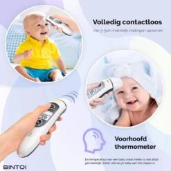 Bintoi® Thermometer Voorhoofd - Temperatuurmeter - Koortsthermometer Voor Volwassenen En Baby's - Infrarood Thermometer Lichaam - Digitale Voorhoofd Thermometer -Winkel Voor Thuisgezondheidsmeetapparatuur 1200x1200 722