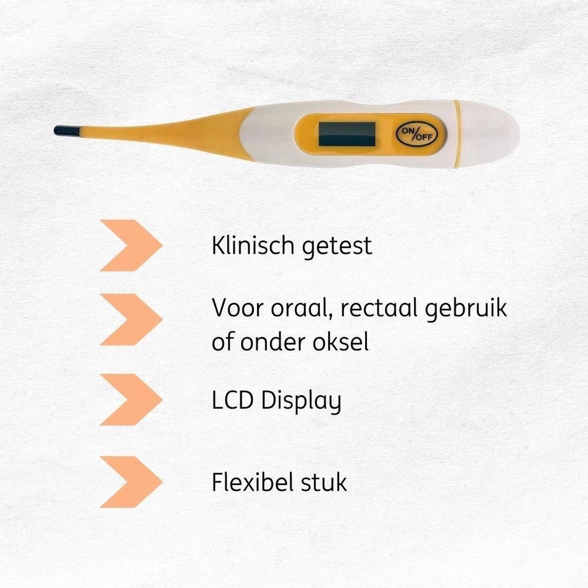 Orange85 Digitale - Thermometer - Lichaam - Buigzaam - Digitaal - LCD Scherm - Lichaamstemperatuur - Koorts - Ziekte 5 Orange85 Digitale - Thermometer - Lichaam - Buigzaam - Digitaal - LCD Scherm - Lichaamstemperatuur - Koorts - Ziekte - Afbeelding 3