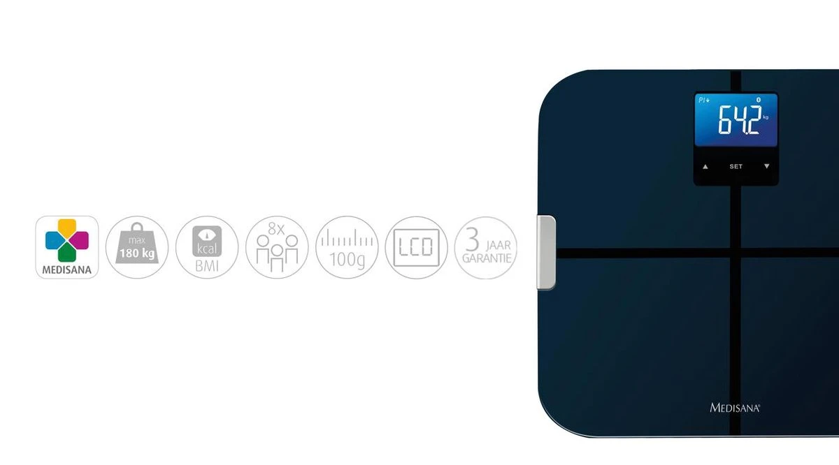 Medisana BS 440 Connect - Lichaamsanalyseweegschaal - Zwart 7 Medisana BS 440 Connect - Lichaamsanalyseweegschaal - Zwart - Afbeelding 5