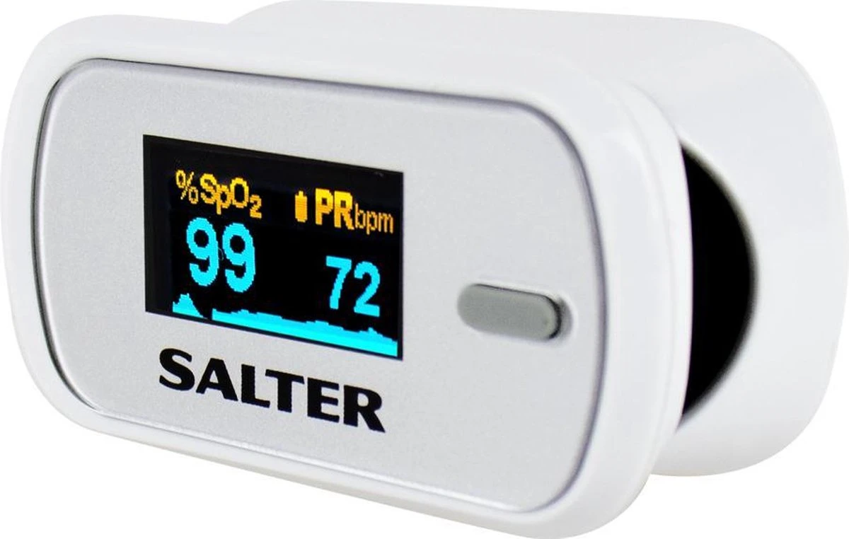 Salter- Saturatiemeter- Hartslagmeter-zuurstofmeter-vinger Pulse Oximeter- Inclusief Batterijen- Achtergrondsverlichting- 2 Jaar Garantie 6 Salter- Saturatiemeter- Hartslagmeter-zuurstofmeter-vinger Pulse Oximeter- Inclusief Batterijen- Achtergrondsverlichting- 2 Jaar Garantie - Afbeelding 4