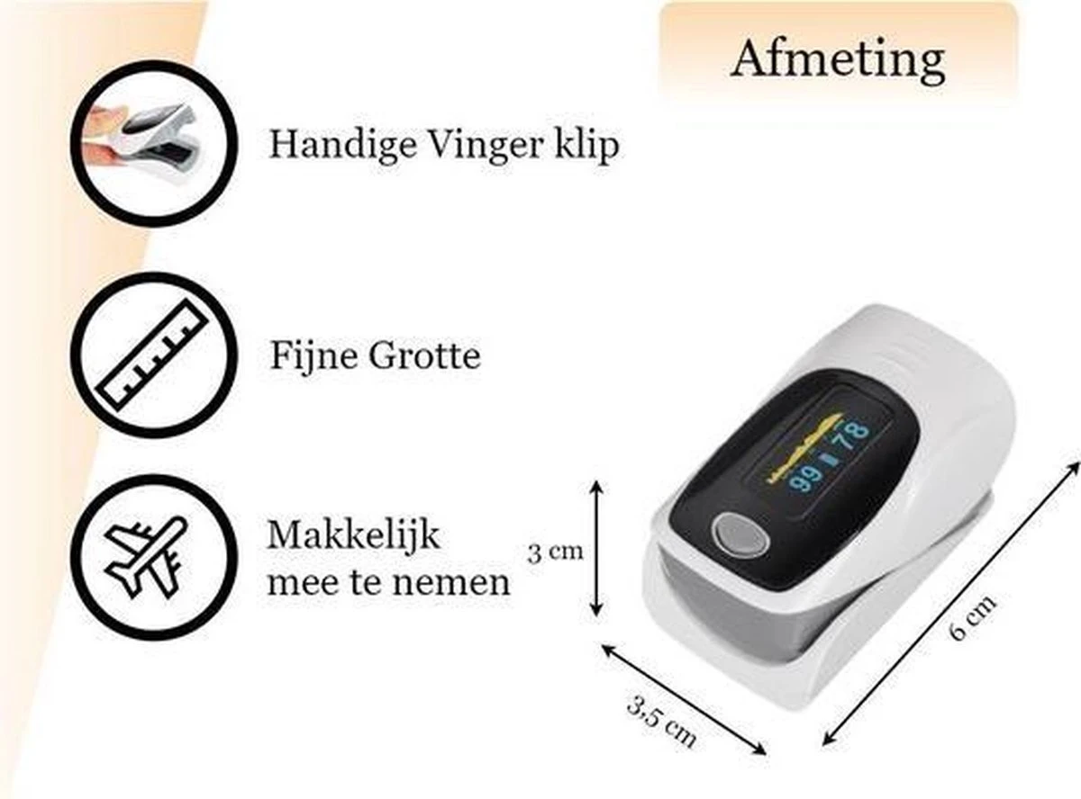 Saturatiemeter - Zuurstofmeter - Zuurstofmeter Vinger - Hartslagmeter - Oximeter - Inclusief Batterij 7 Saturatiemeter - Zuurstofmeter - Zuurstofmeter Vinger - Hartslagmeter - Oximeter - Inclusief Batterij - Afbeelding 5