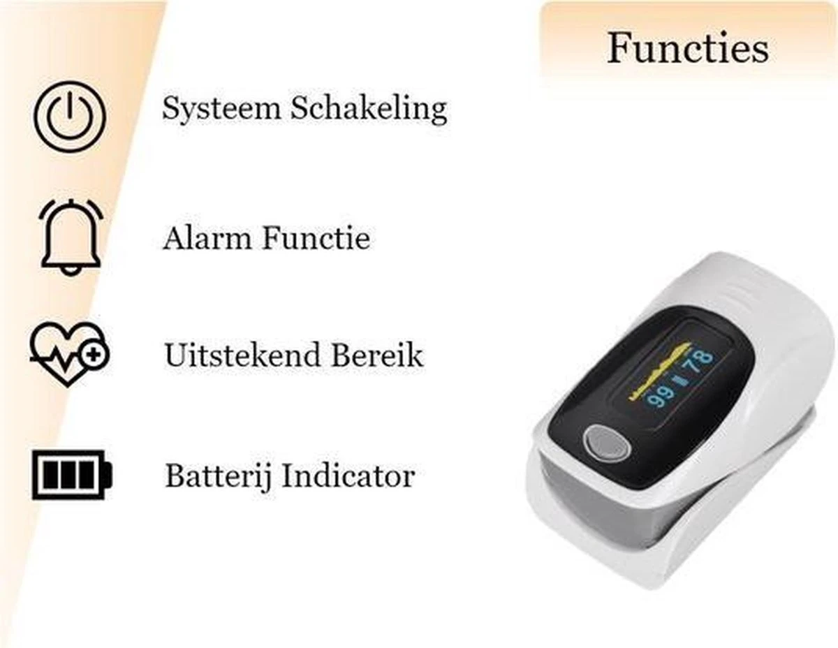 Saturatiemeter - Zuurstofmeter - Zuurstofmeter Vinger - Hartslagmeter - Oximeter - Inclusief Batterij 8 Saturatiemeter - Zuurstofmeter - Zuurstofmeter Vinger - Hartslagmeter - Oximeter - Inclusief Batterij - Afbeelding 6