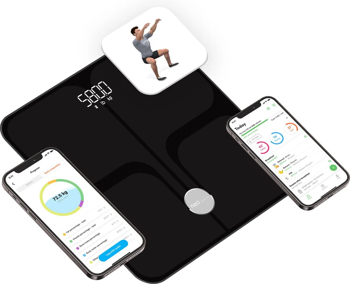 NEO Health Onyx SE - Weegschaal - Zwart 6 NEO Health Onyx SE - Weegschaal - Zwart - Afbeelding 4