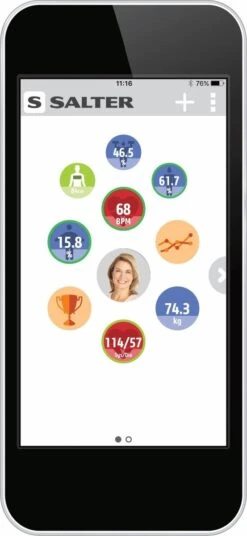 Salter SA 9154 BK3R MiBody - Personenweegschaal - Met Lichaamsanalyse -Winkel Voor Thuisgezondheidsmeetapparatuur 553x1200