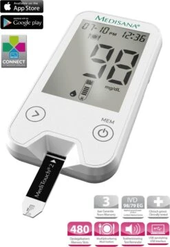 Medisana Bloedglucosemeter Meditouch2 Mg/dL (versie Voor België) -Winkel Voor Thuisgezondheidsmeetapparatuur 826x1200