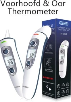 Librie Oorthermometer Voorhoofdthermometer Medische Thermometer Infrarood Thermometer Koortsthermometer Digitale Thermometer Babythermometer Koorts Meten Slimme Thermometer Temperatuurmeter-Incl Batterijen En NL/FR/EN Handleiding