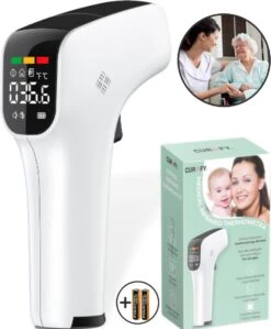Curify® Infrarood Thermometer - Lichaam En Voorhoofd Contactloos Meten In 1 Seconde - Medische Koortsthermometer Voor Volwassenen, Kinderen En Baby - Temperatuurmeter Voorhoofd En Lichaam
